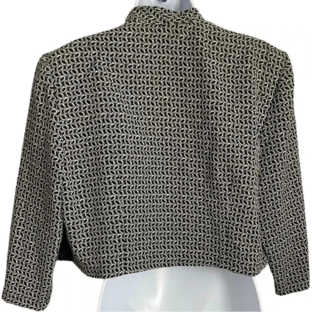 Sheri Martin New York Black & White Cropped Blazer Jacket - Size 14 - Picture 4 of 6